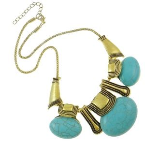 Southwest Style Turquoise Cab Statement Necklace